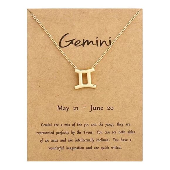 GEMINI Zodiac Symbol Gold Necklace - Picture 1 of 1